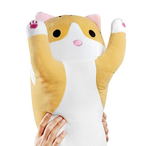 모찌모찌 고양이 바디필로우 롱 쿠션 애착인형, 그레이