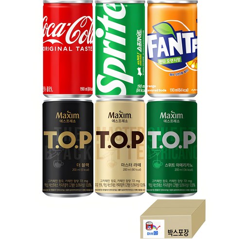 마셔몰 (탄산+커피 미니캔 혼합세트 6가지맛 각10캔씩 총60캔)... 스프라이트+환타오렌지)+(더블랙+스위트아메리카노+마스터라떼) - 커피음료 | 쿠팡
