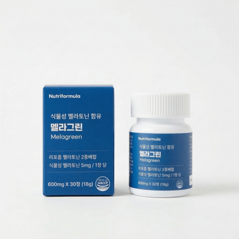 식물성 멜라토닌 5mg 2중배합 리포좀 수면유도제 식약청인증 HACCP 수면보조제 멜라그린, 1개, 30정