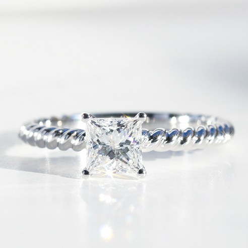 KORELAN가벼운 사치 소규모 디자인 다이아몬드 검지 반지 S925 순은 도금 사각형 반지 링