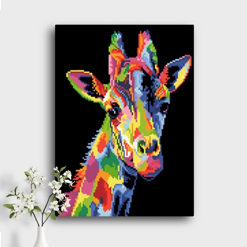 오늘의오브제 DIY 보석십자수 캔버스형 40x30cm, A3_05_COLORFUL GIRAFFE 1, 1개