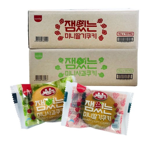 SPC삼립 미니잼있는 쿠키 100입 딸기+사과 16g 총200입, 1set