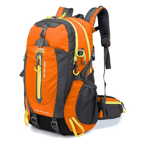Hwjianfeng 40L 방수 여행 배낭 캠프 하이킹 노트북 Daypack 남성 여성용 트레킹 등반 가방, Orange