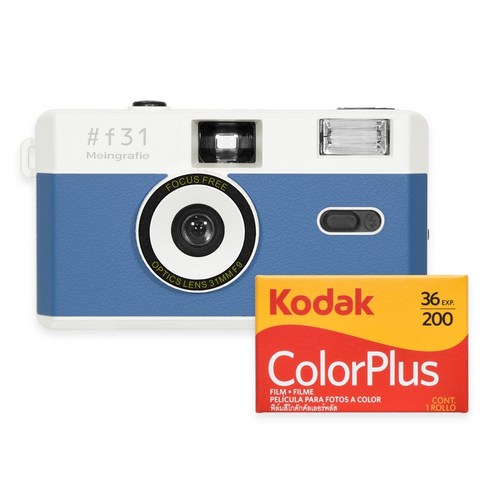 마인그라피 F31 다회용 필름카메라 + 코닥 필름 세트, 1개, 블루 아그파필름카메라