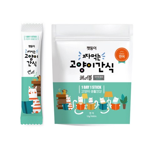 펫둥이 짜먹는 고양이 간식, 12g, 60개, 연어