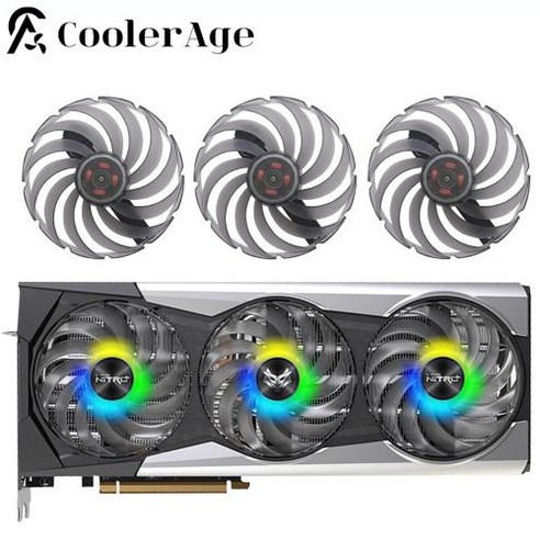 그래픽 카드 냉각 사파이어 NITRO + AMD Radeon RX 6900 XT SE 비디오 95mm FDC10U12D9-C RX6900XT, 4) Fan - 3PCS