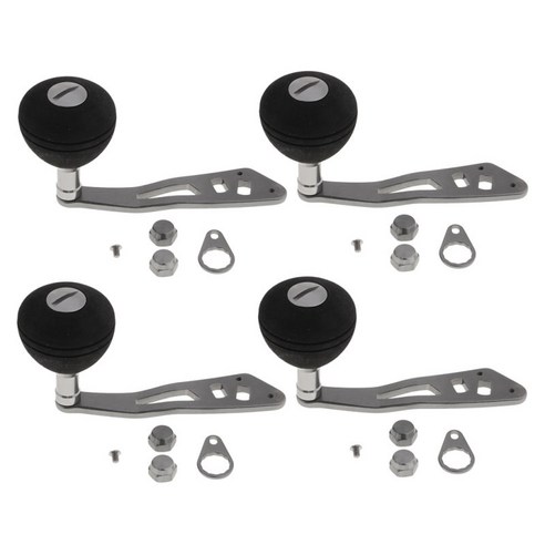 4pcs 파워 낚시 릴 핸들 손잡이 수리 diy 베이트 캐스팅 릴, 금속, 블랙 실버