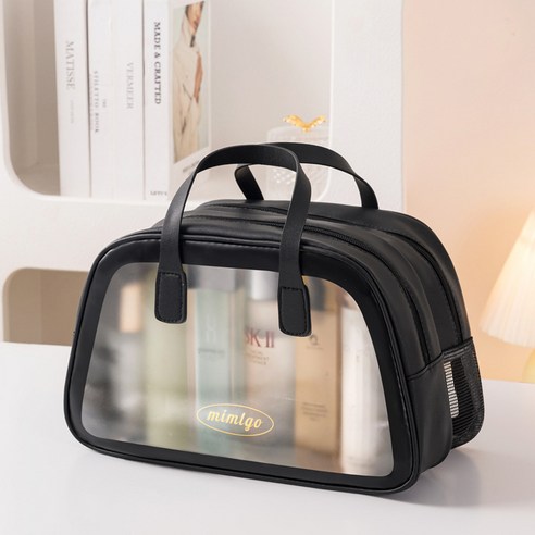 조이풀 물빠짐가방 투명 방수 워시백 목욕가방 2단분리 수영 샤워 목욕 가방 세면백 비치백 물놀이가방 화장품 여행파우치 대형