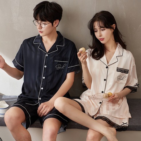 샤이닝포인츠 여름커플잠옷세트 반팔 여름 커플잠옷 신혼 부부 커플잠옷