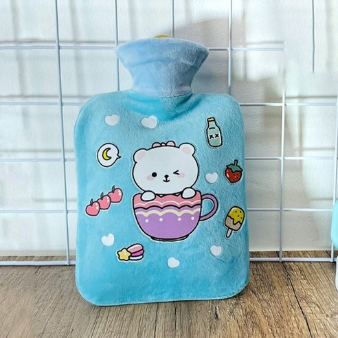 에이와이 곰돌이 250ml 휴대용 보온 커버 세트 물난로 캠핑 온수주머니, 블루-250ml(2set)