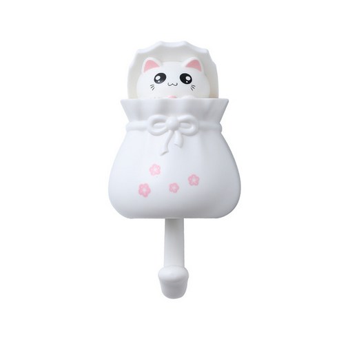 창의적인 행운의 가방 후크 강한 비스코스 무료 펀칭 귀여운 현관 열쇠 고리 벽 보관 도어 백 코트 후크, 흰색