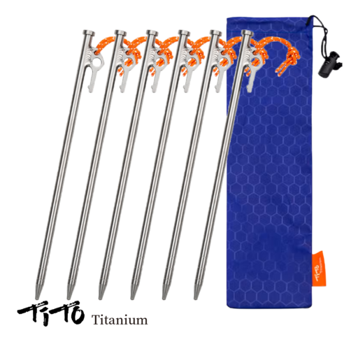 티토 티타늄 텐트용 텐트팩 텐트못 20cm 30cm 40cm, 6개