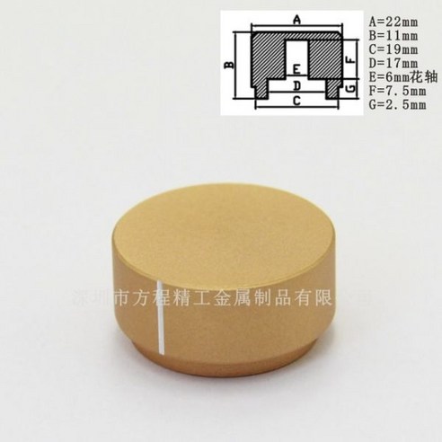 키보드 손잡이 알루미늄 합금 6mm 샤프트 구멍 전위차계 제어 볼륨 오디오 스위치 노브 캡 22X11mm (DH) 1, 05 빨간