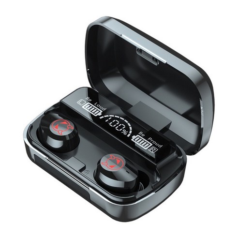 YJQ 새로운 무선 헤드폰 TWS 블루투스 5.1 이어폰 2200mAh 스포츠 방수 헤드셋 마이크와 HiFi 9D 스테레오 이어 버드, 하나, Black