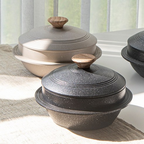 모리다인 정담은 가마솥 3중 뚝배기 냄비 (인덕션 겸용), 1개, 3-4인용 블랙, 20.5cm