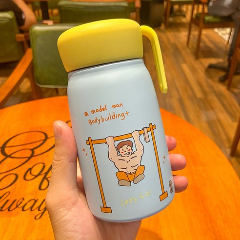 인스턴트 헬스 운동 보온컵 휴대용 작고 휴대용 큰 배 컵, 근육질 남자, 360ML