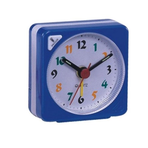 스누즈 야간 조명이있는 오름차순 사운드 여행 알람 시계, 블루, 설명