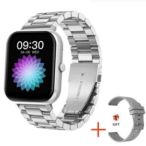 스포츠 워치 밴드 핏 블루투스 수면 통화 알람 방수 웨어러블 헬스케어, ZL54CJ 실버 실리콘 테이프 + 3 개의 솔리드 스