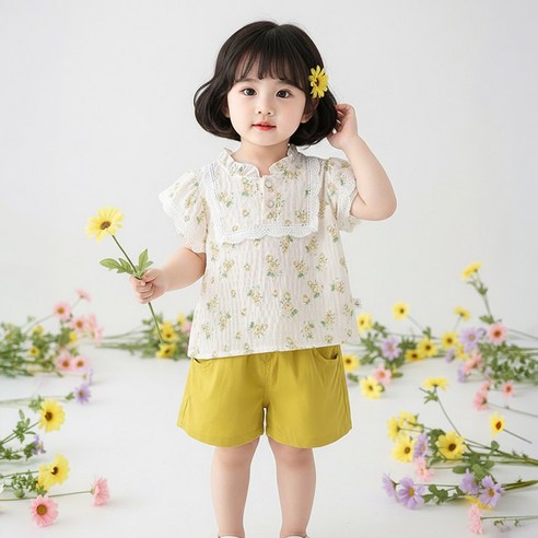 몽실이 플라워프릴 여아상하복