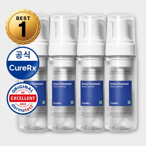 큐어알엑스 아누스 클렌저 항문전용워셔 항문청결제 항문세정제 150ml, 4개