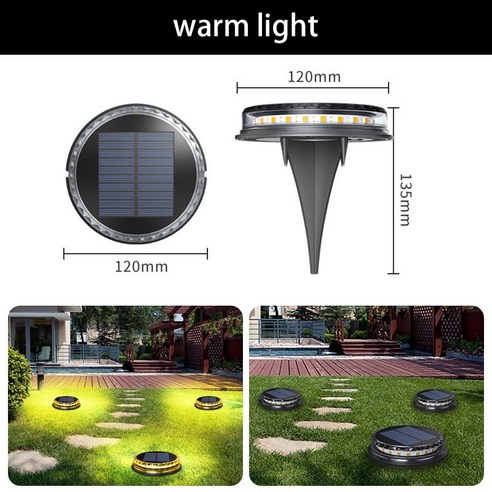 [LF] 태양광 led 잔디등 아웃도어 가든장식 방수 가든장식 매립정원경관등, White light_Warm light