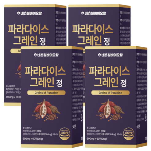 네츄럴바이오팜 파라다이스 그레인 추출물, 4개, 60정