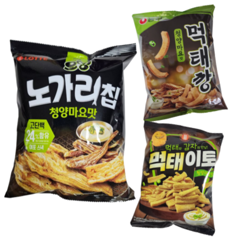 노가리칩청양마요 [대용량노가리칩 120g] 노가리칩1개+먹태깡1개+먹태이토1개, 1세트, 250g Best Top5