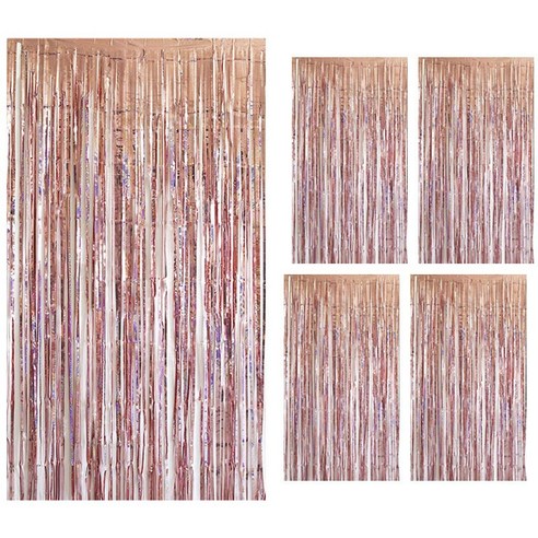 퍼투 컬러풀 파티커튼 100 x 200cm, 5개입, 로즈 골드