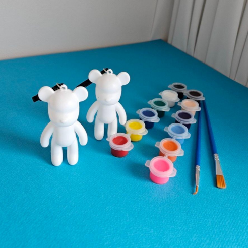 햇살토퍼 베어 키링 만들기 DIY 키트 피규어 인형 미술 페인팅 클래스 아트토이 8cm 2개 1세트