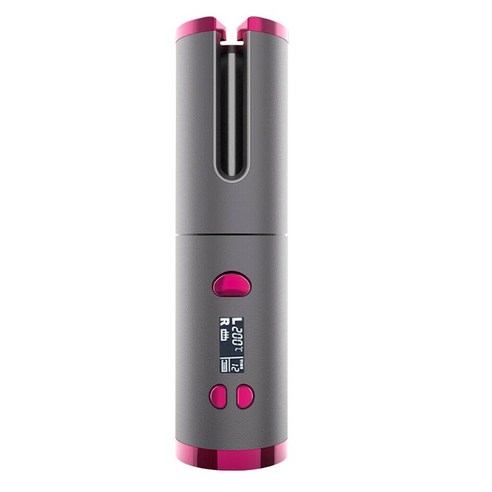 무선 헤어 웨더 USB 충전 헤어 컬러 LCD 디스플레이 자동 회전 스타일 도구 타이머 기능, 회색
