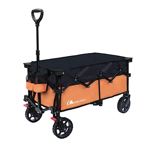 Moon Lence 아웃도어 캠핑 폴딩 웨건 135L (큰바퀴 브레이크 포함), 1개, 오렌지블랙