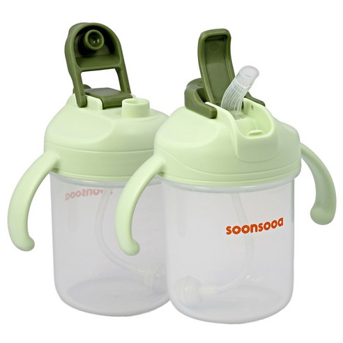 순수아 어린이집 빨대컵 300ml 물컵, 1개, 그린