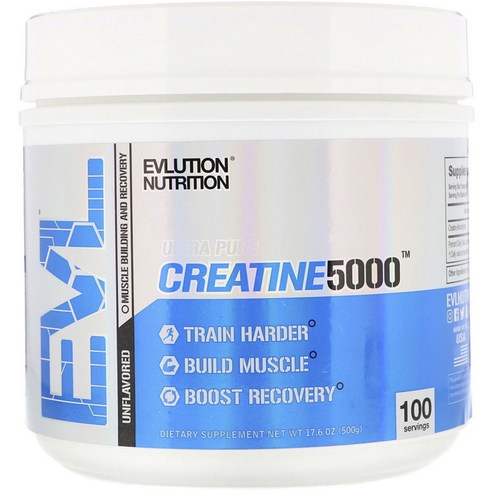 EVLUTIONNUTRITION 크레아틴 5000 언플레이버드, 500g, 1개