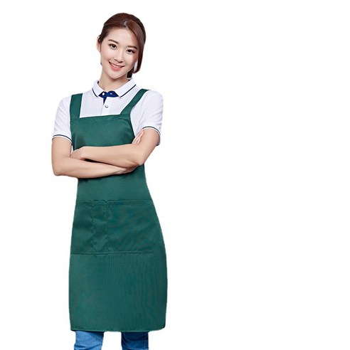 ANKRIC 가정용 방유 방오 및 먼지 방지 이중 어깨 X-스트랩 앞치마 원피스앞치마, 초록