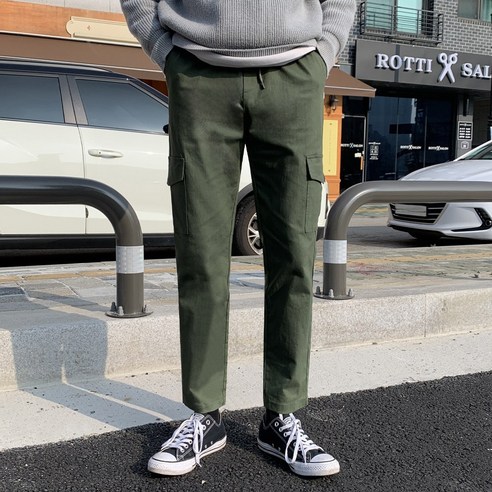 [OKㅣ강추] 비켄드스튜디오 남성용 캐주얼 카고 슬림 일자 스판 밴딩 바지 팬츠 [1165] [OKNOWㅣ추천상품]