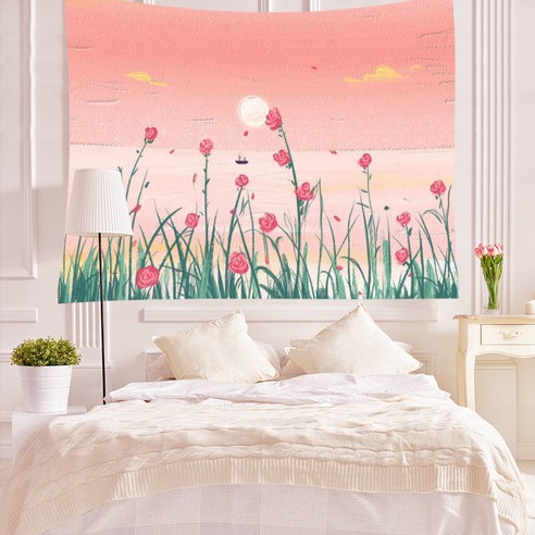 패브릭포스터 유화풍격 아름다운 풍경 간략하다 침실 인테리어 소품 침실 장식 그림, 색상 4