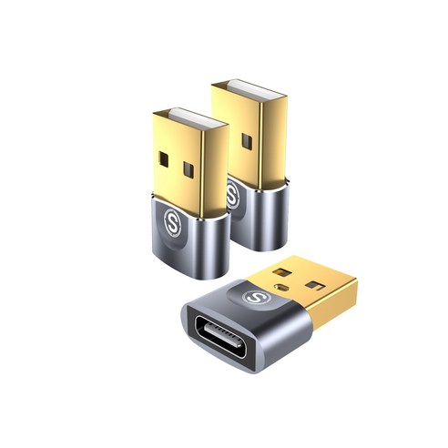 sweguard USB 3.0 A타입 to C타입 플로우 변환 젠더 OTG 변환 젠더 C 타입 to USB A 고속 변환 젠더, 3개, 회색
