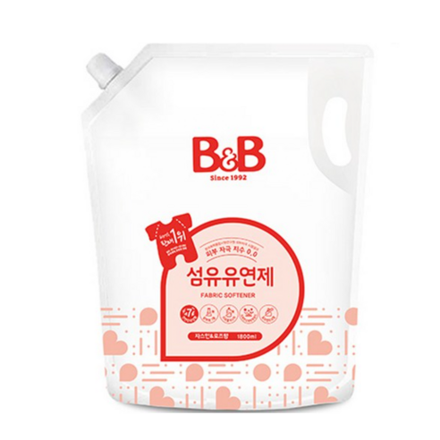 비앤비 섬유유연제 자스민 앤 로즈 리필, 1800ml, 3개