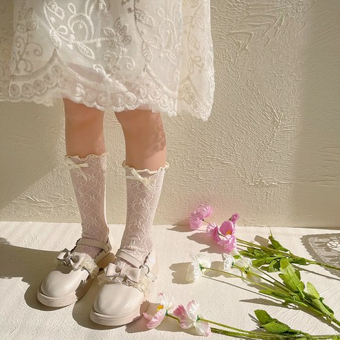 사랑스러움을 발끝까지, 아이뿜 꽃무늬 리본 프릴 양말 G74