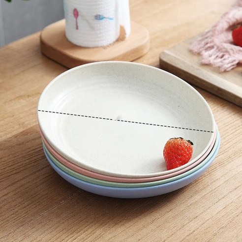 시음 다국적 상품원 밀짚 그릇 접시 식기 세트 밀접시 밀향기 그릇 큰 접시 큰 국그릇, 혼색, 20cm 접시 4개