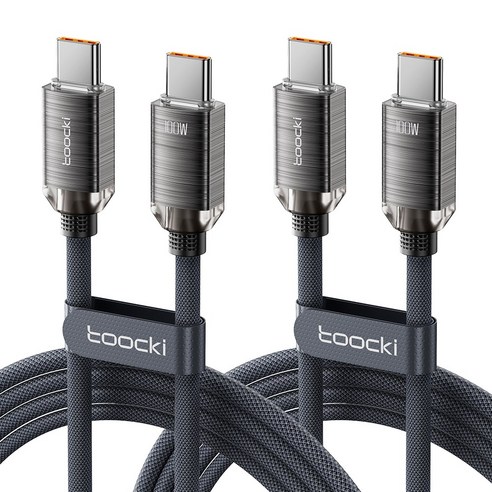 Toocki 100W C to C PD 초고속 충전 케이블, 2개, 2m, 블랙