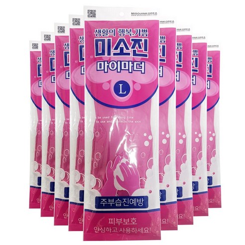 미소진 마이마더 고무장갑, 핑크, 중(M), 10개