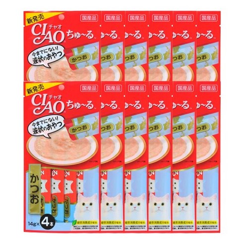 이나바 고양이 챠오츄르 간식, 가다랑어, 56g, 12팩