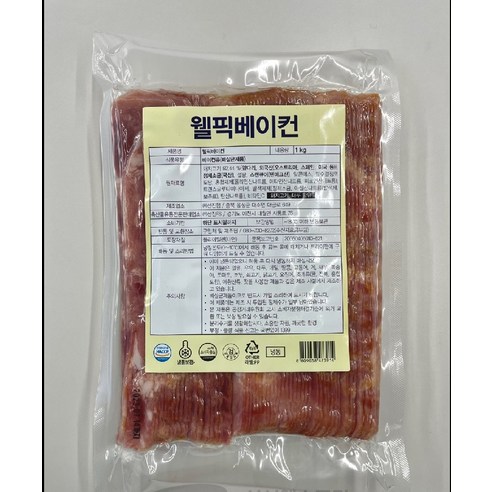 선진 웰픽베이컨 1kg 냉동 슬라이스, 1개