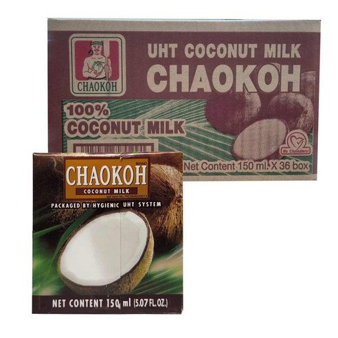 [태국] CHAOKOH 코코넛 밀크 / COCONUT MILK 글루텐프리 차오코 파스타 커리 할랄 HALAL, 150ml, 36개