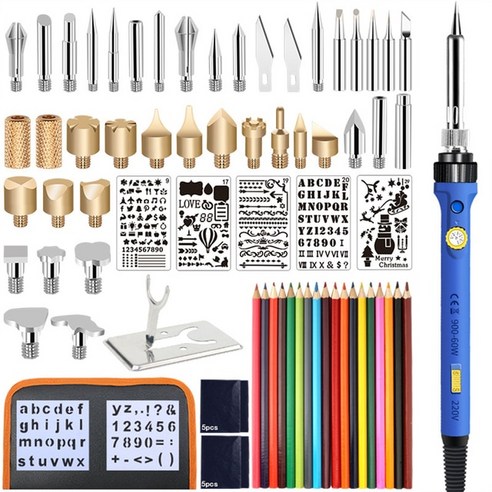 우드버닝 납땜 인두 굽기 장비 열전달 조롱박 조각 도구 펜 용접 세트, 113pcs+EU