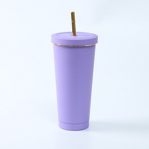 750ml스테인레스 스틸 밀짚 컵 더블 진공 커피 컵 보온컵, 딥 퍼플 프놈펜, 500ml