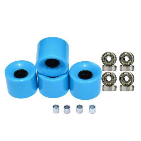 롱보드 스케이트보드 휠 60mm 78A 베어링 포함 4개 세트 크루저 롱보드용 교체 휠, 블루 골드 커버, PU