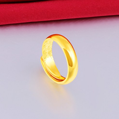 사금 광면 반지 커플 남녀 쌍 반지 황동 도금 개구부 반지 모방 황금 두꺼운 금인자