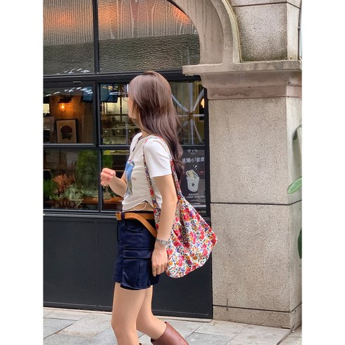 화니랩 화사한 여성 대용량 플라워 캔버스 에코백 토트백 숄더백